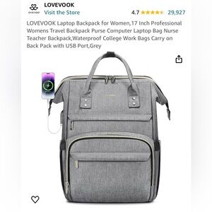 LOVEVOOK 17” Laptop Backpack for Professionals, Students, Moms, Waterproof